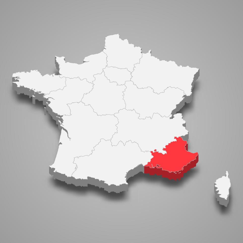provence-alpes-cote d'azur região localização dentro França 3d isométrico mapa vetor