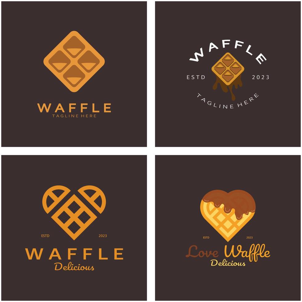 waffle logotipo simples ilustração projeto, para pastelaria loja,brasão de armas,crachá,padaria negócios, pastelaria, padaria, vetor