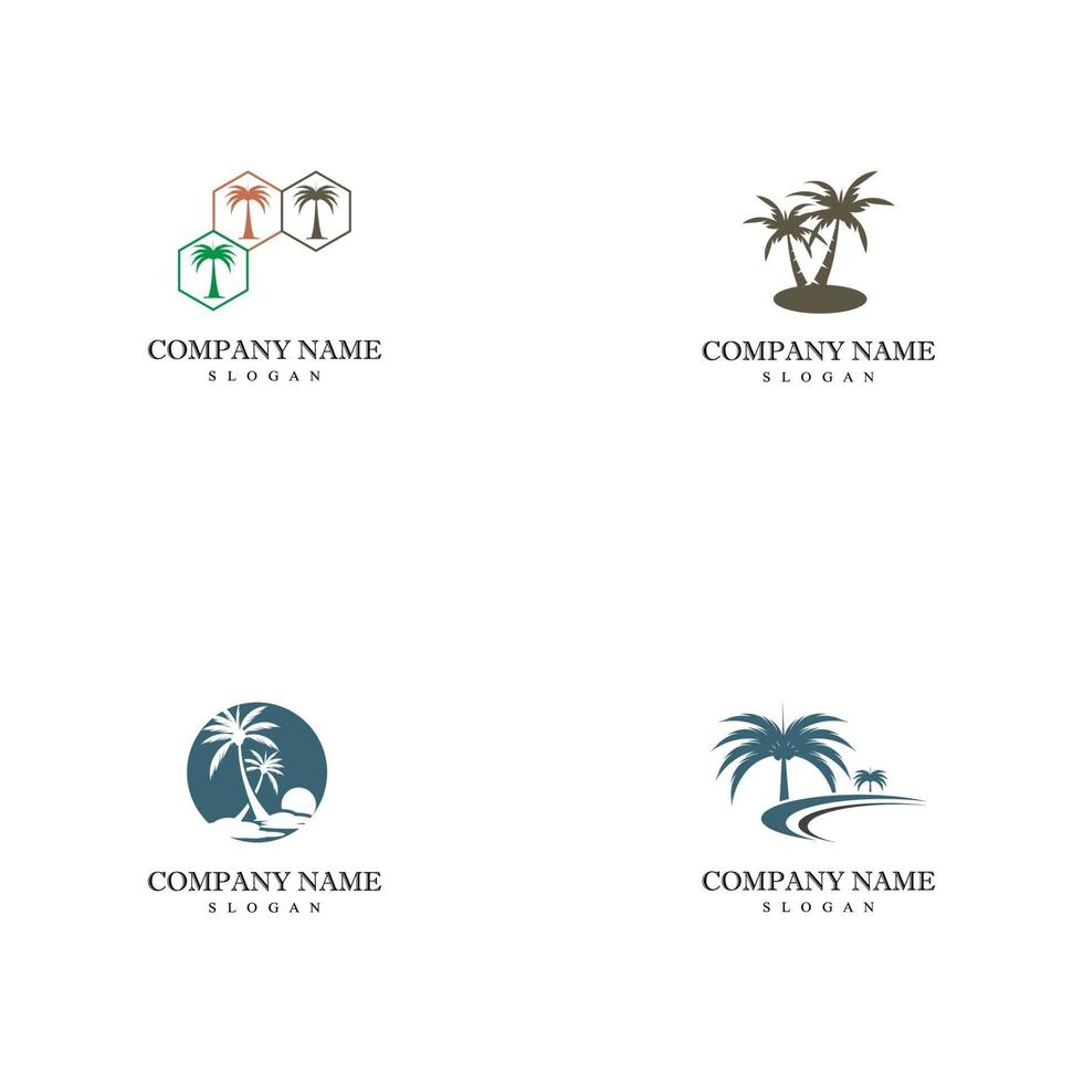 modelos de logotipo de palmeira tropical vetor