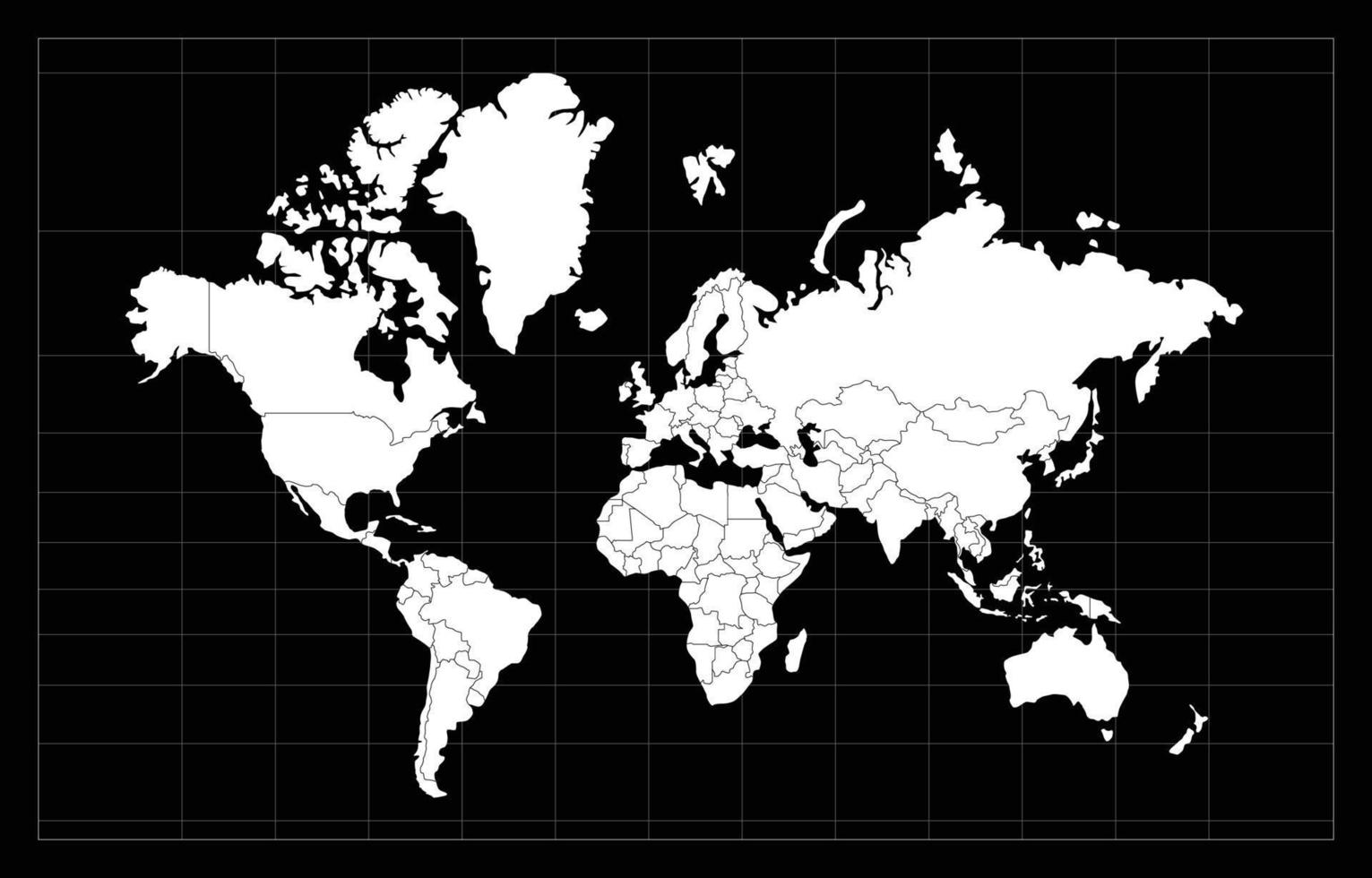 mapa mundi preto e branco vetor