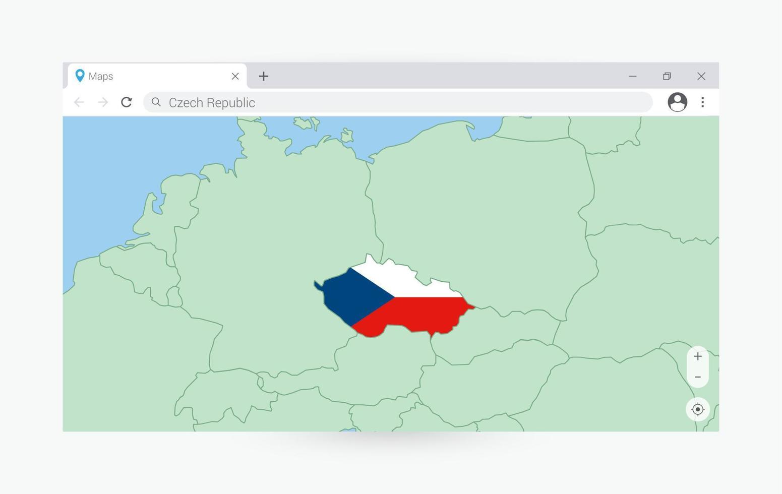 navegador janela com mapa do tcheco república, procurando tcheco república dentro Internet. vetor