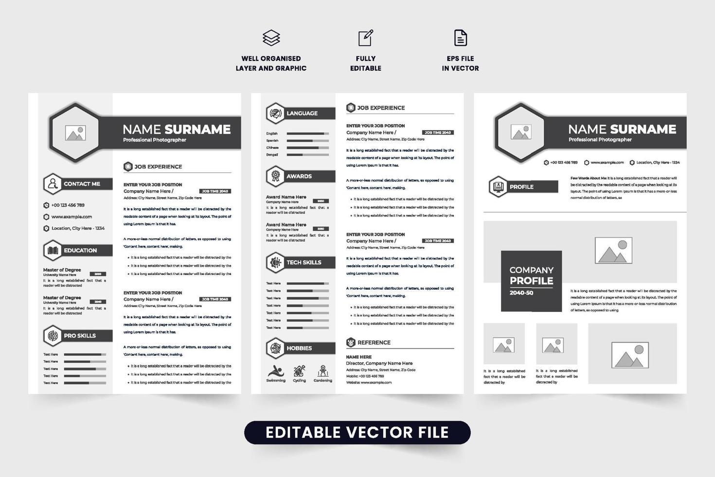 criativo cv modelo Projeto com empregado portfólio layout. trabalho inscrição e currículo disposição Projeto com Sombrio cor. profissional cv e corporativo currículo vetor para uma corporativo escritório trabalho.