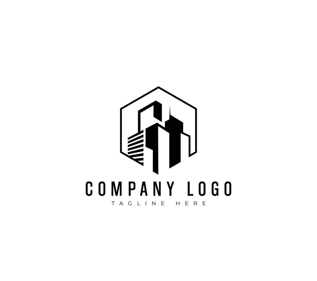 cidade construção logotipo Projeto com uma moderno e minimalista conceito. construção e real Estado abstrato para logotipo Projeto inspiração Prêmio vetor