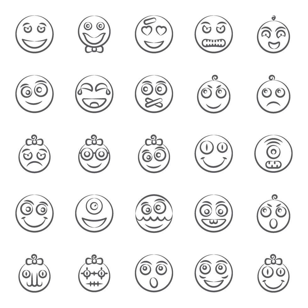 expressão facial fofa e emoji vetor