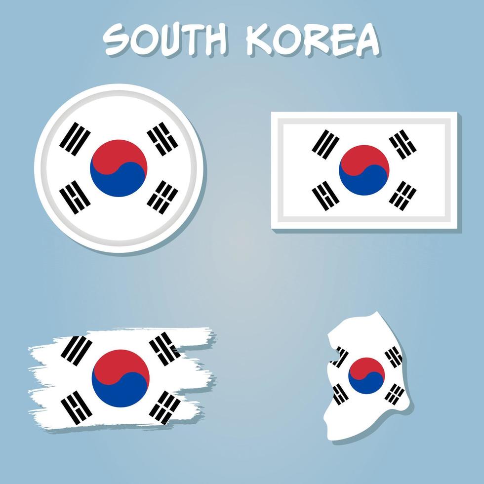 mapa do sul Coréia com a imagem do a nacional bandeira. vetor