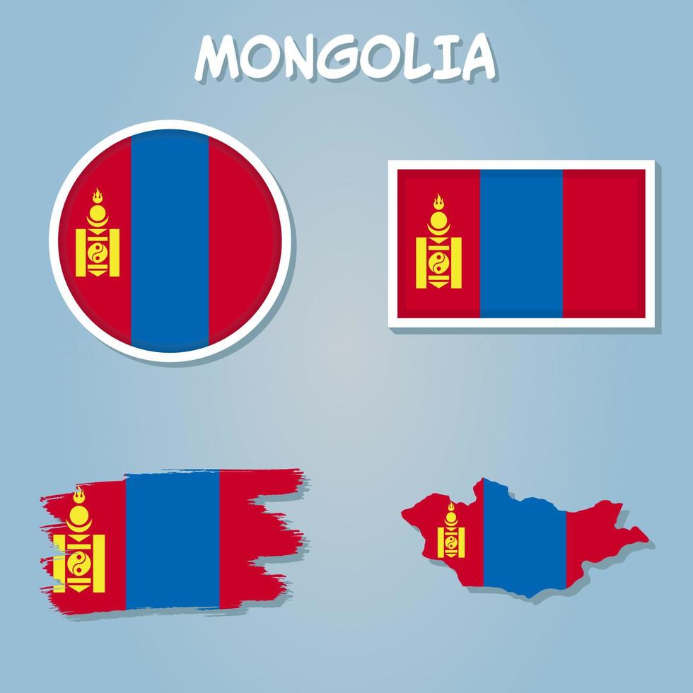 bandeira mapa do Mongólia, Mongólia bandeira mapa. vetor