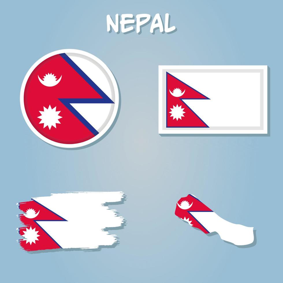 Nepal bandeira dentro a nepalês mapa fronteiras vetor ilustração.