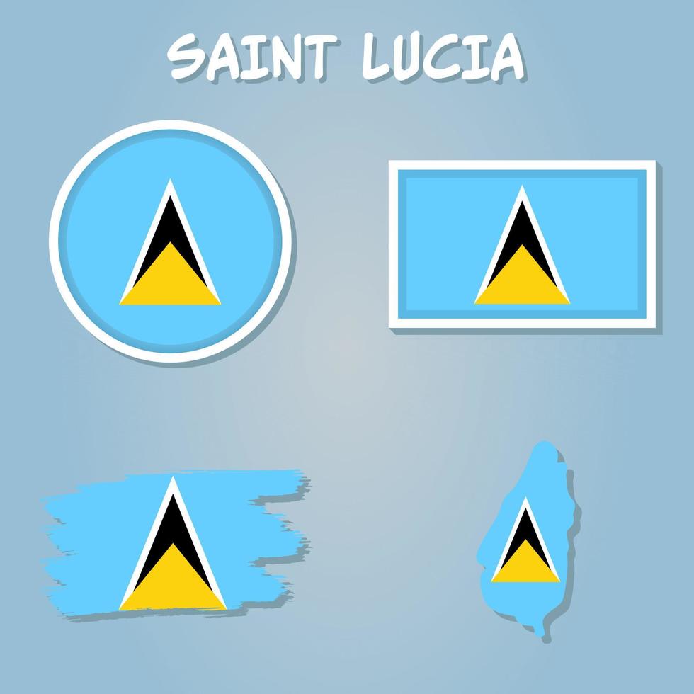 mapa esboço e bandeira do santo Lúcia, ector isolado simplificado ilustração ícone com silhueta do santo lucia mapa. vetor