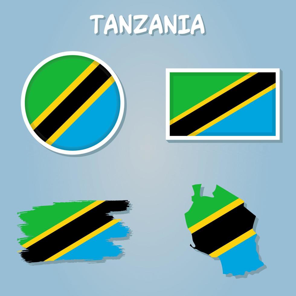 Tanzânia bandeira nacional África emblema mapa ícone vetor ilustração abstrato Projeto elemento.