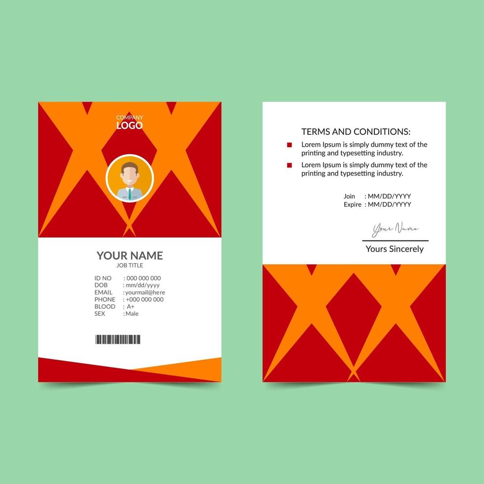 modelo de design de cartão de identificação elegante vermelho vetor