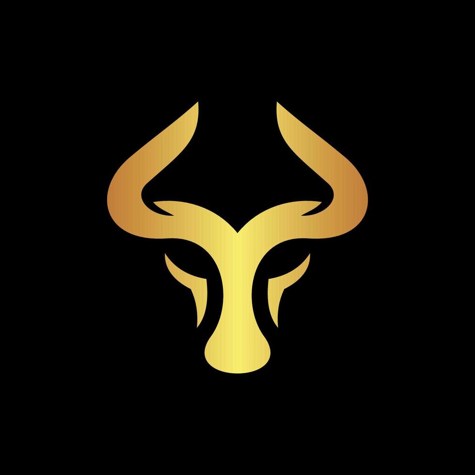 touro cabeça dourado luxo simples logotipo vetor