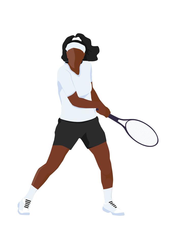 tênis jogador. uma mulher jogando tênis. plano vetor Projeto.