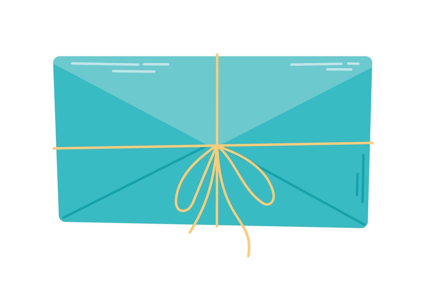 azul envelope com carta amarrado com uma corda. vetor isolado plano ilustração, postar enviar Projeto elemento.