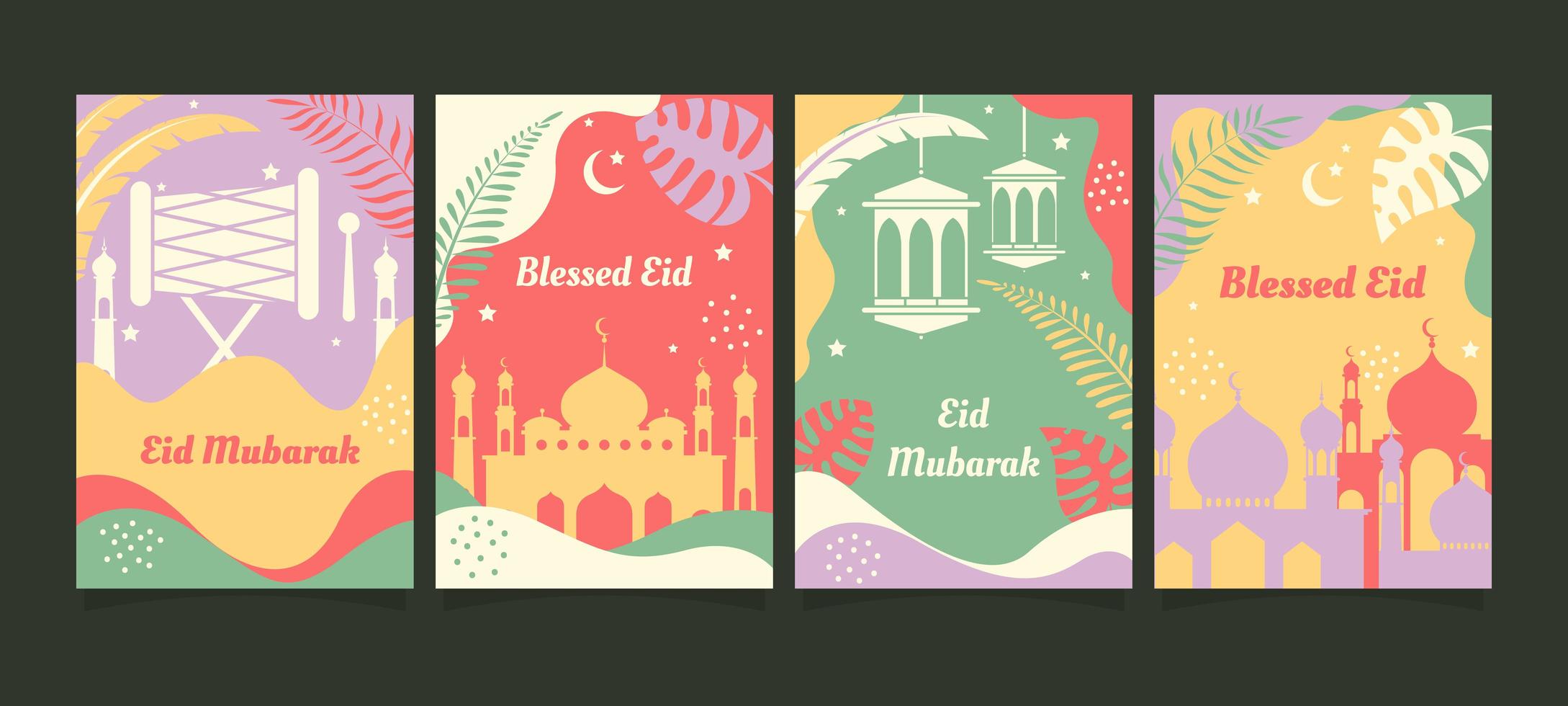 Conjunto de design de cartão eid mubarak vetor