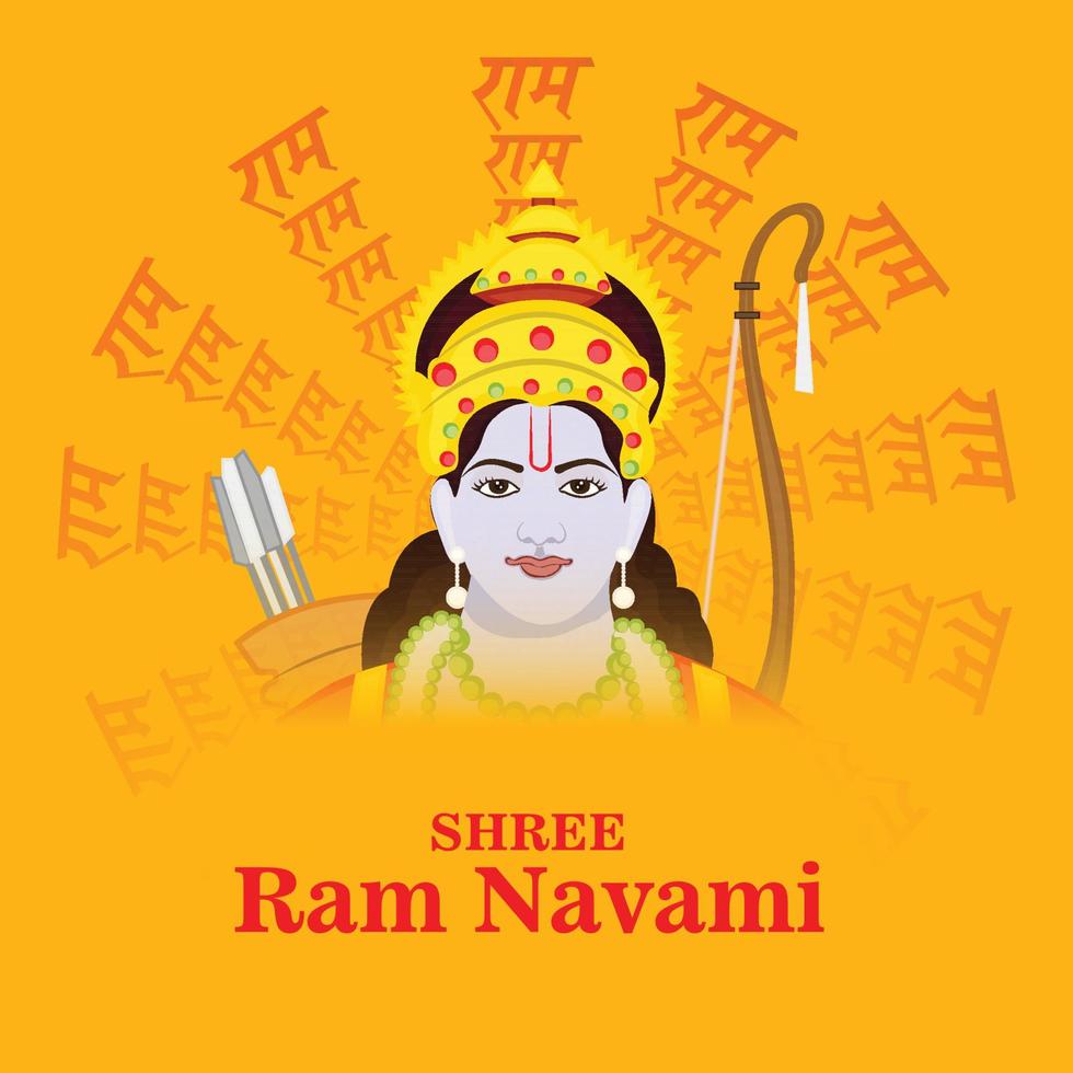 vetor ilustração do uma fundo para religioso feriado do Índia com hindi texto significado shree RAM navami celebração.