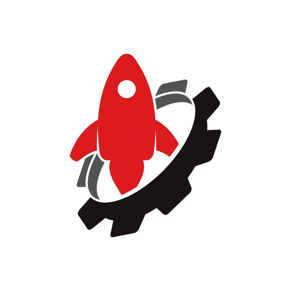 ícone de modelo de design de negócios de foguete de engrenagem vetor