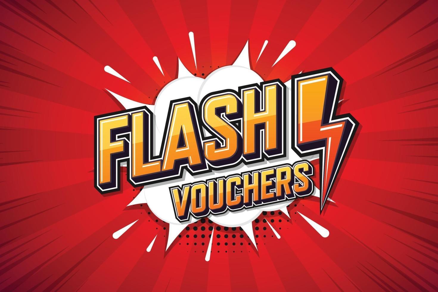 vouchers flash, pôster de discurso. projeto de marketing on-line da arte do texto. expressão bolha do discurso da arte pop vetor