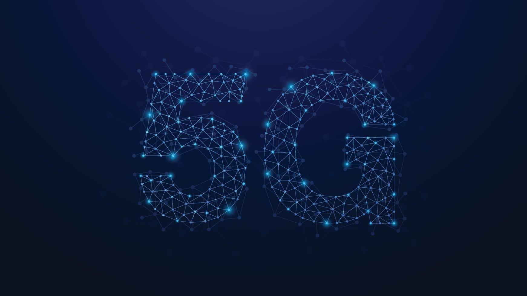 Rede de pontos abstratos do plexo 5g. conceito de tecnologia empresarial. forma sobre fundo azul. ilustração vetorial vetor