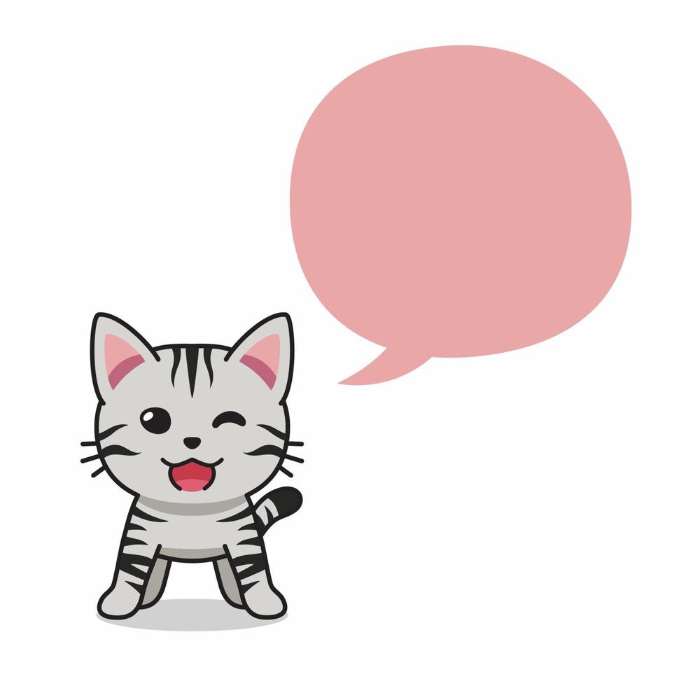 imprimir desenho animado personagem americano cabelo curto gato com discurso bolha vetor