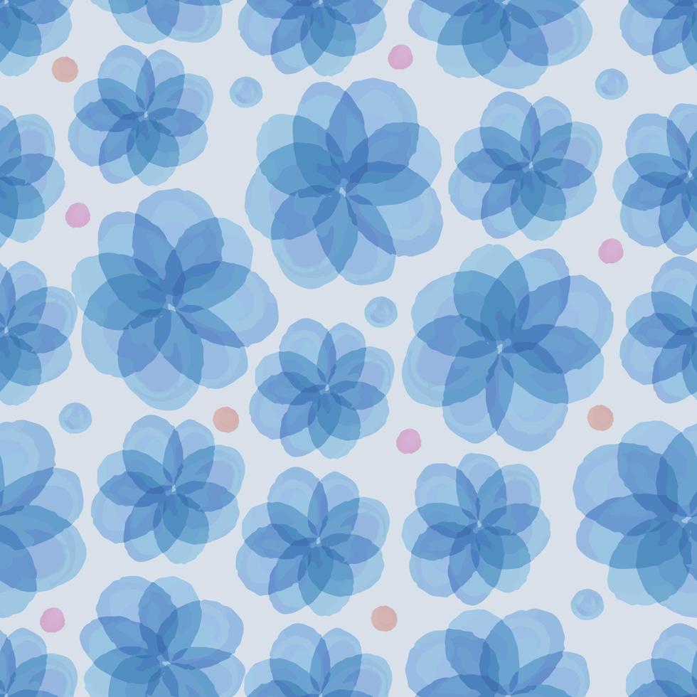 floral azul sem costura com fundo de padrão de pontos coloridos vetor
