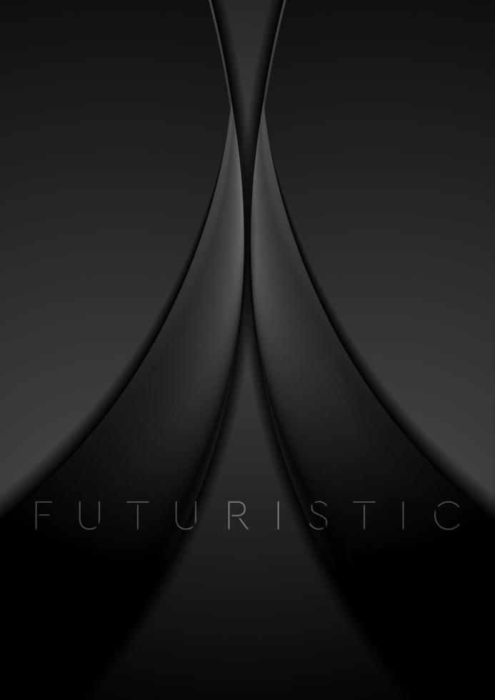 futurista abstrato folheto Projeto com Preto lustroso ondas vetor