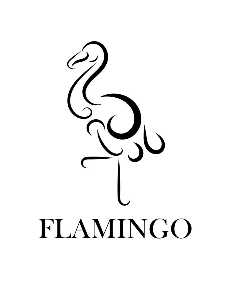 ilustração em vetor arte linha de flamingo.