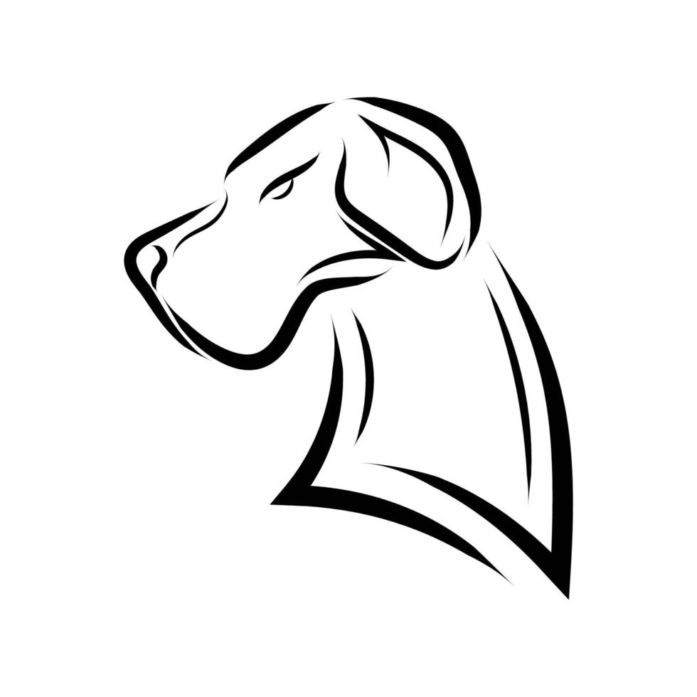 arte de linha em preto e branco da cabeça de cachorro Dogue Alemão. vetor