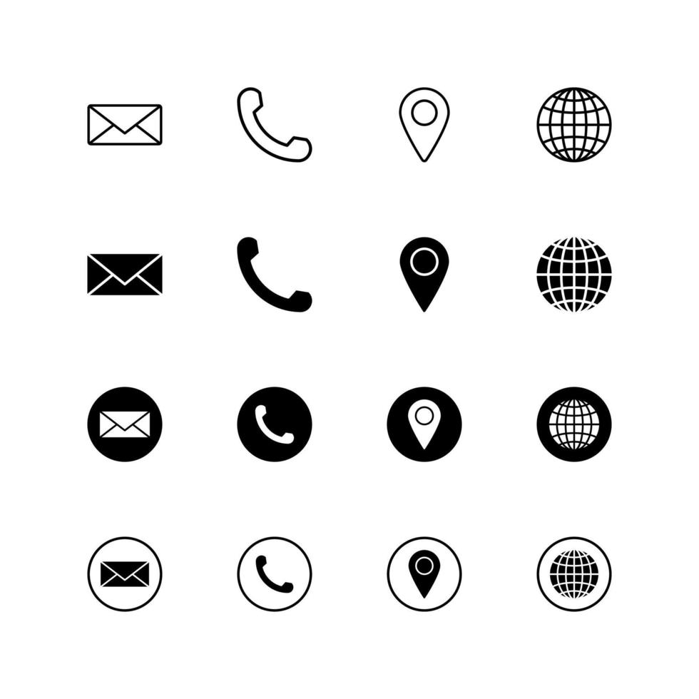 coleção do contato nos ícones vetor ilustração com múltiplo estilo Projeto