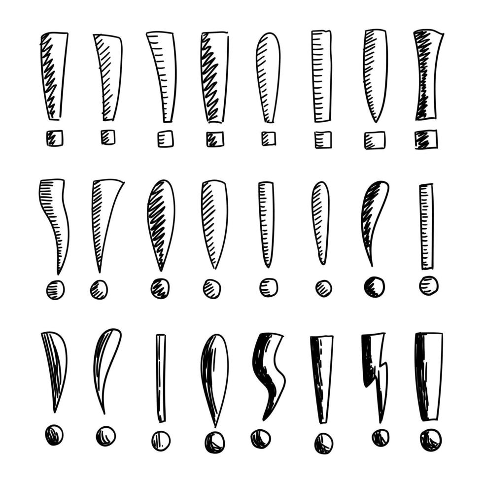 coleção de pontos de exclamação em estilos diferentes. perfeito para letras e ilustrações. vetor