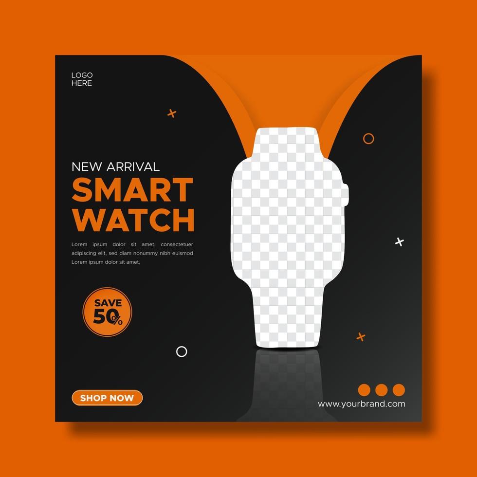 modelo de promoção smartwatch. fundo de venda e desconto. vetor