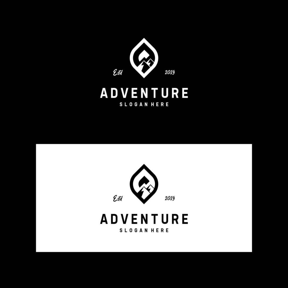 aventura de design de cartão de visita e logotipo, montanha, tema ao ar livre vetor