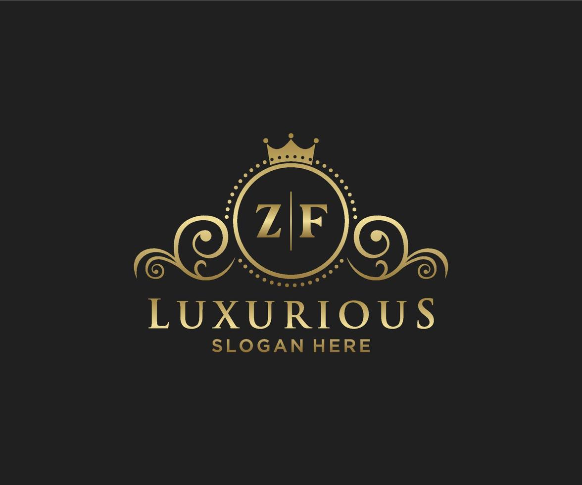 modelo de logotipo de luxo real inicial zf letter em arte vetorial para restaurante, realeza, boutique, café, hotel, heráldica, joias, moda e outras ilustrações vetoriais. vetor