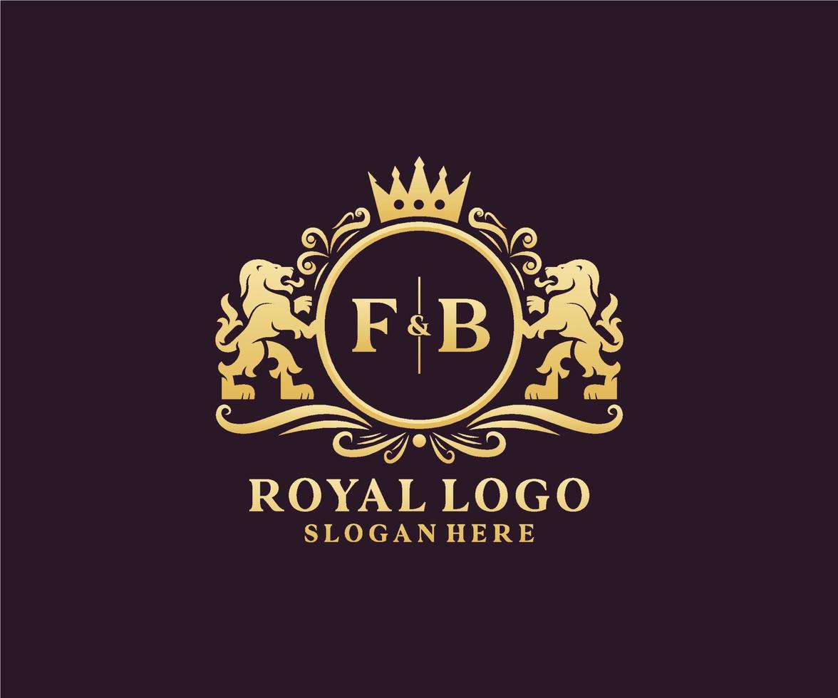 modelo de logotipo de luxo real de leão de letra fb inicial em arte vetorial para restaurante, realeza, boutique, café, hotel, heráldica, joias, moda e outras ilustrações vetoriais. vetor