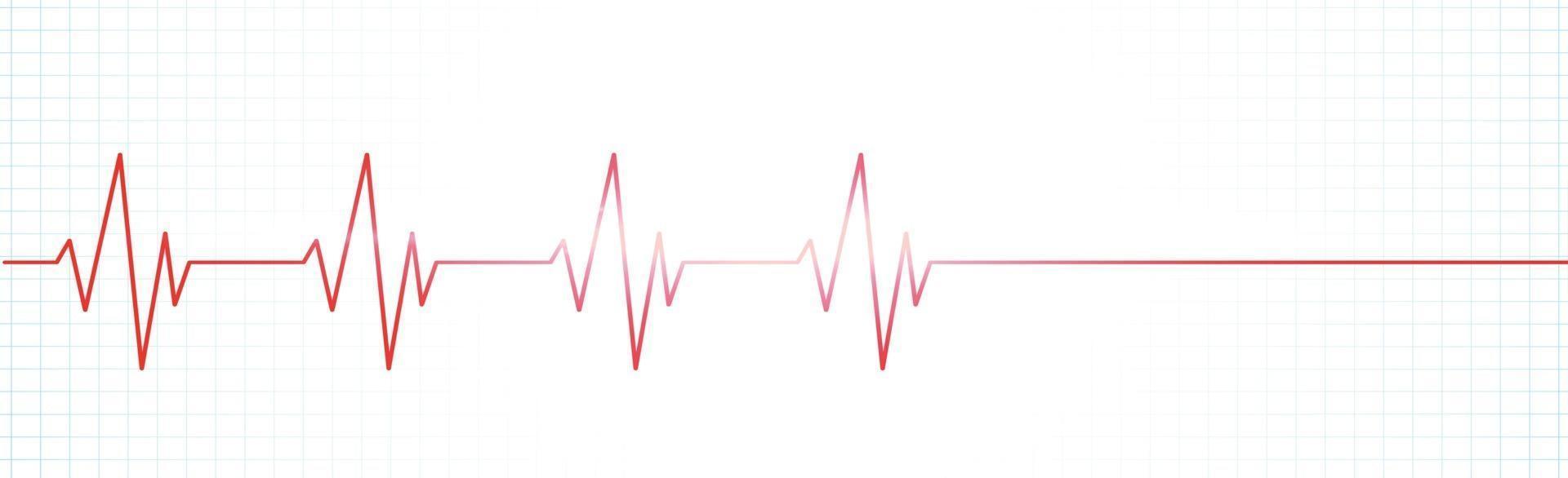 pulso do coração - linha vermelha curva em um fundo branco vetor