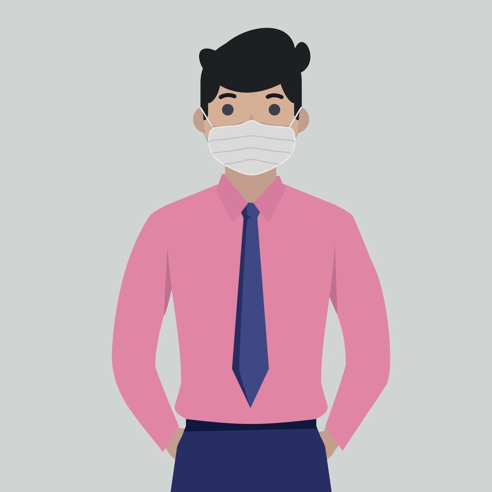 homens com máscara médica estéril - ilustração vetorial vetor