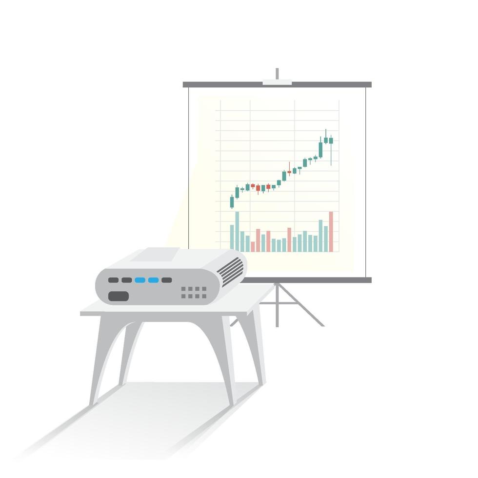 projetor preview trading view slide no screenboard, objeto de desenho animado para conteúdo comercial, ilustração vetorial plana em branco. vetor