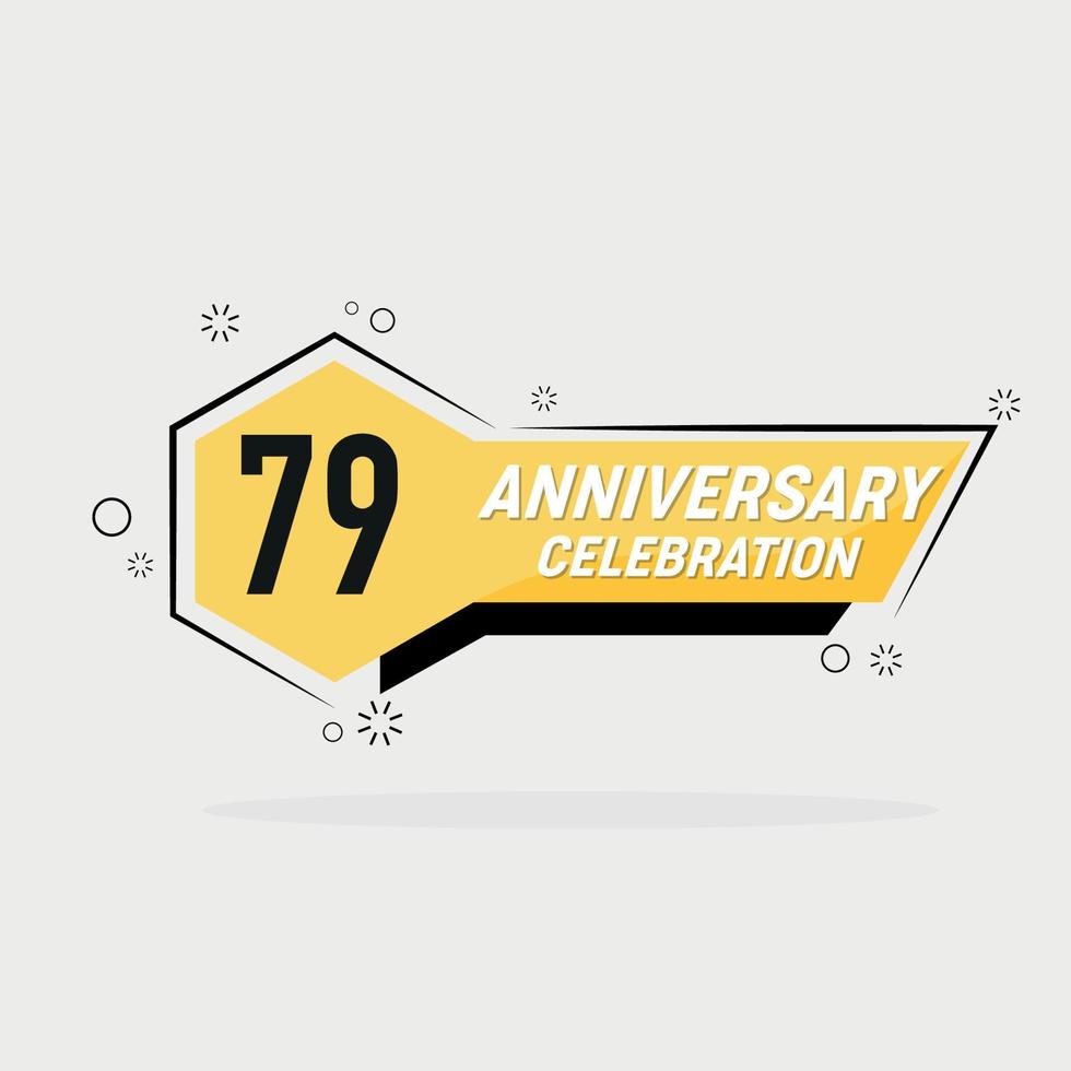 79º anos aniversário logotipo vetor Projeto com amarelo geométrico forma com cinzento fundo