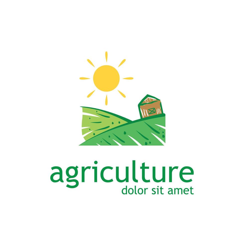 Fazenda negócios, terras agrícolas, colheita campo, e armazém o negócio modelo ilustração Projeto logotipo Vektor vetor