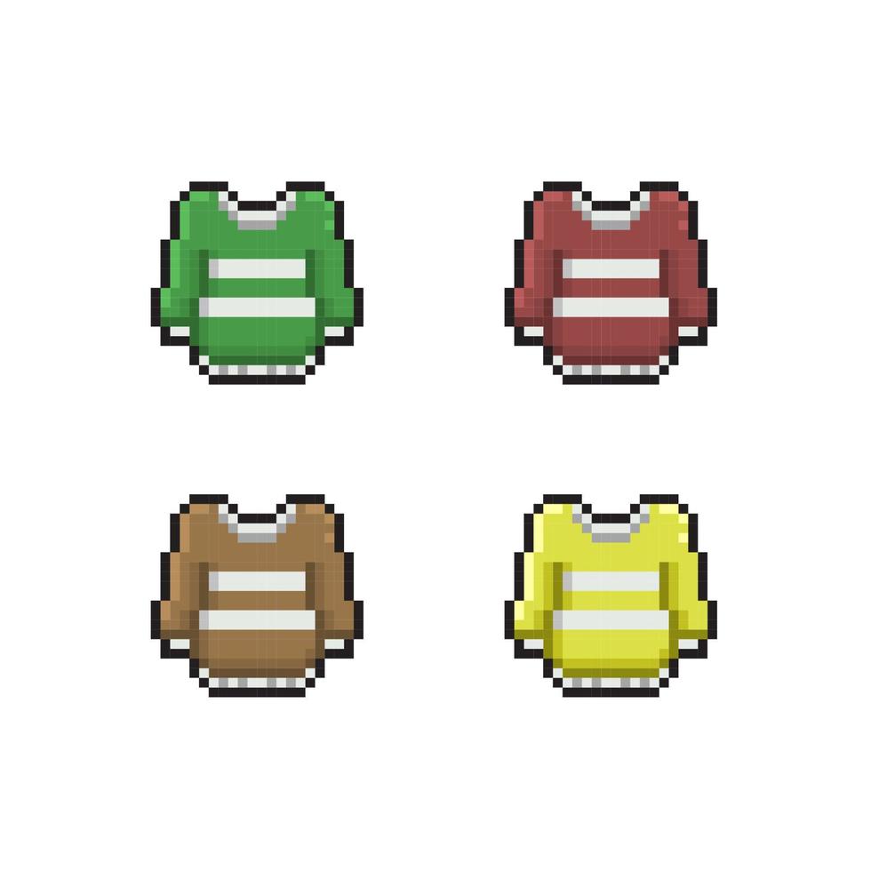 suéter conjunto com diferente cor dentro pixel arte estilo vetor