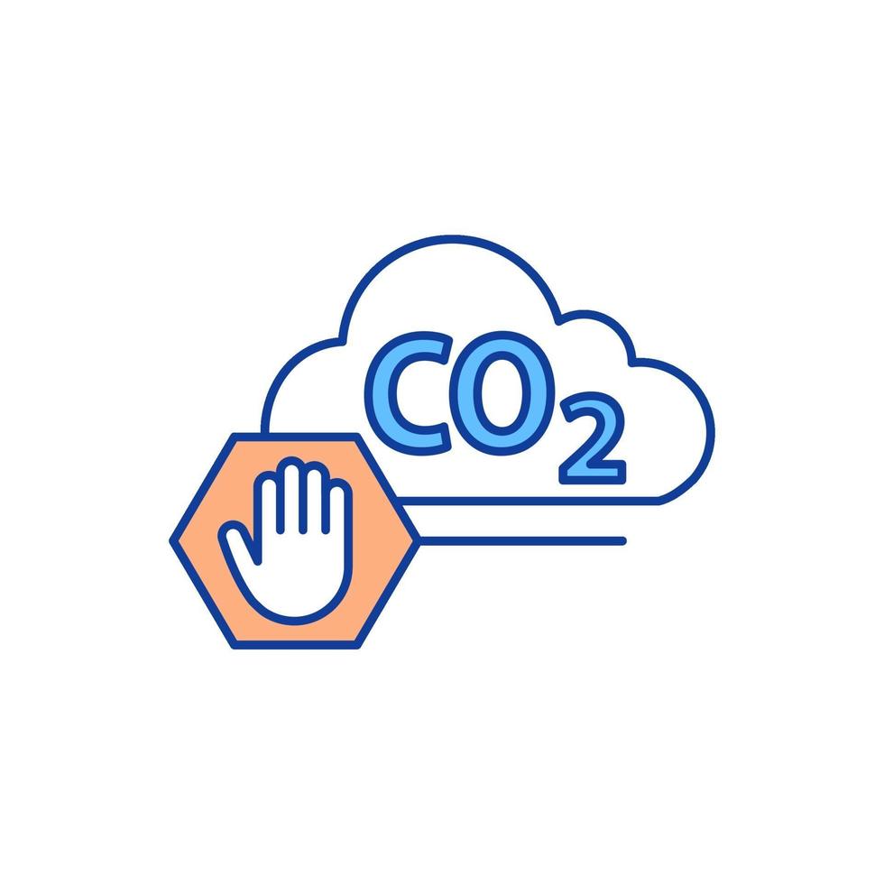 ícone de cor rgb de redução de emissões de carbono vetor