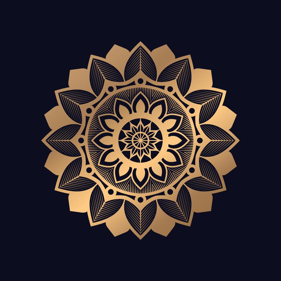 luxuoso dourado mandala fundo Projeto vetor