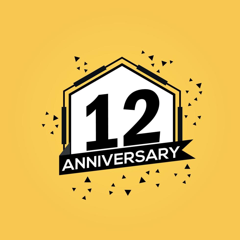 12 anos aniversário logotipo vetor Projeto aniversário celebração com geométrico isolado Projeto