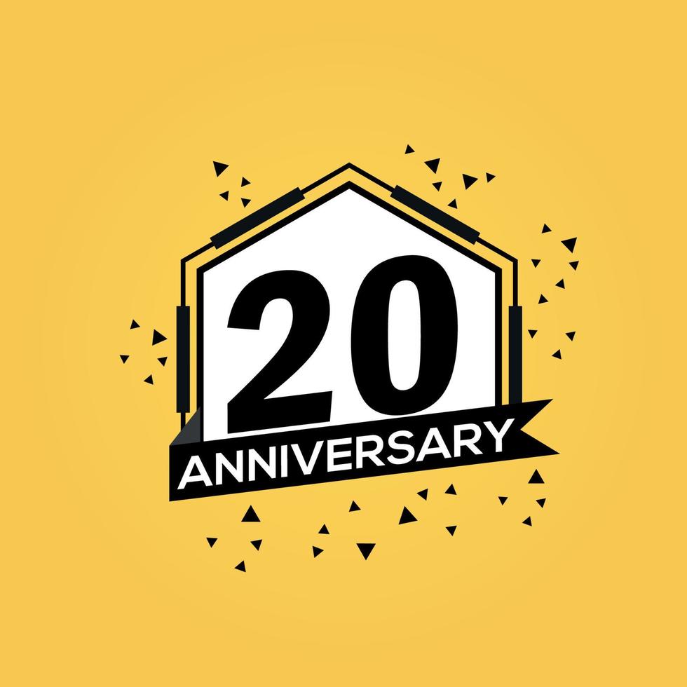 20 anos aniversário logotipo vetor Projeto aniversário celebração com geométrico isolado Projeto