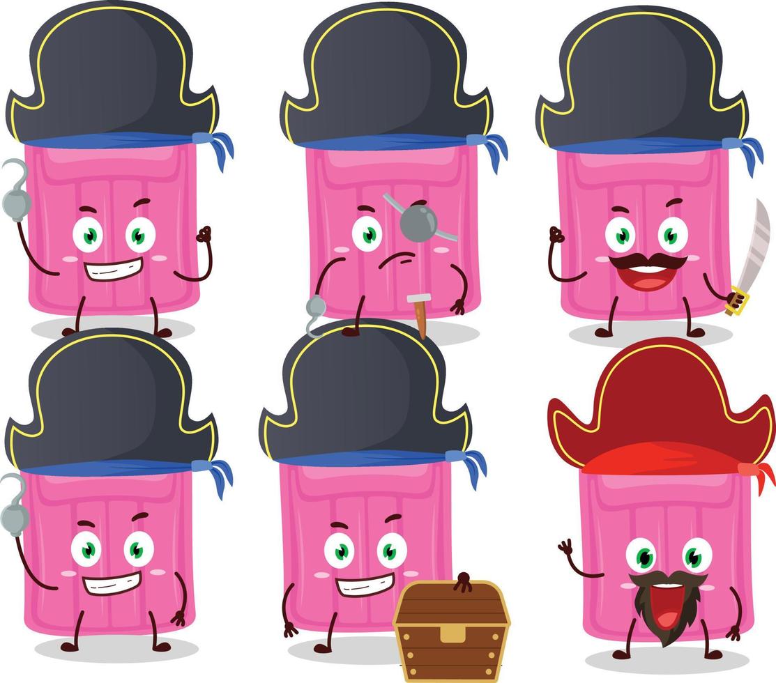 desenho animado personagem do ar colchão com vários piratas emoticons vetor