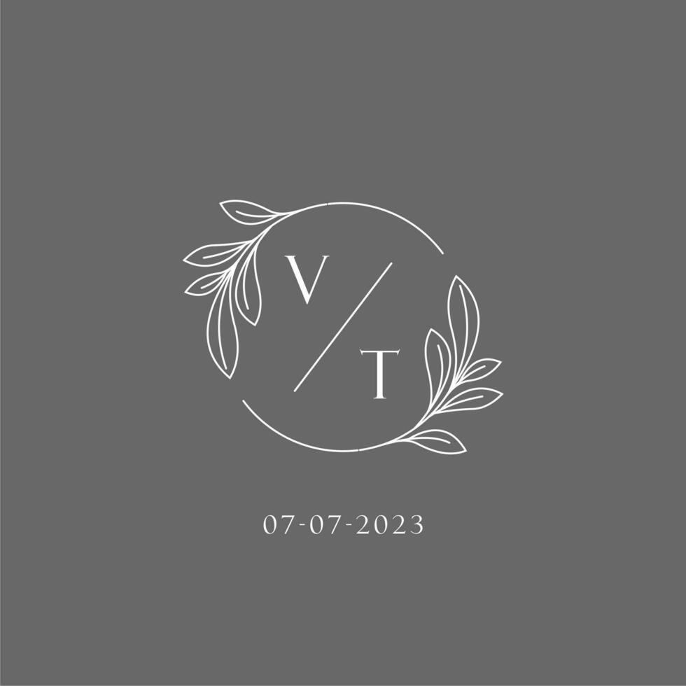 carta vt Casamento monograma logotipo Projeto criativo floral estilo inicial nome modelo vetor