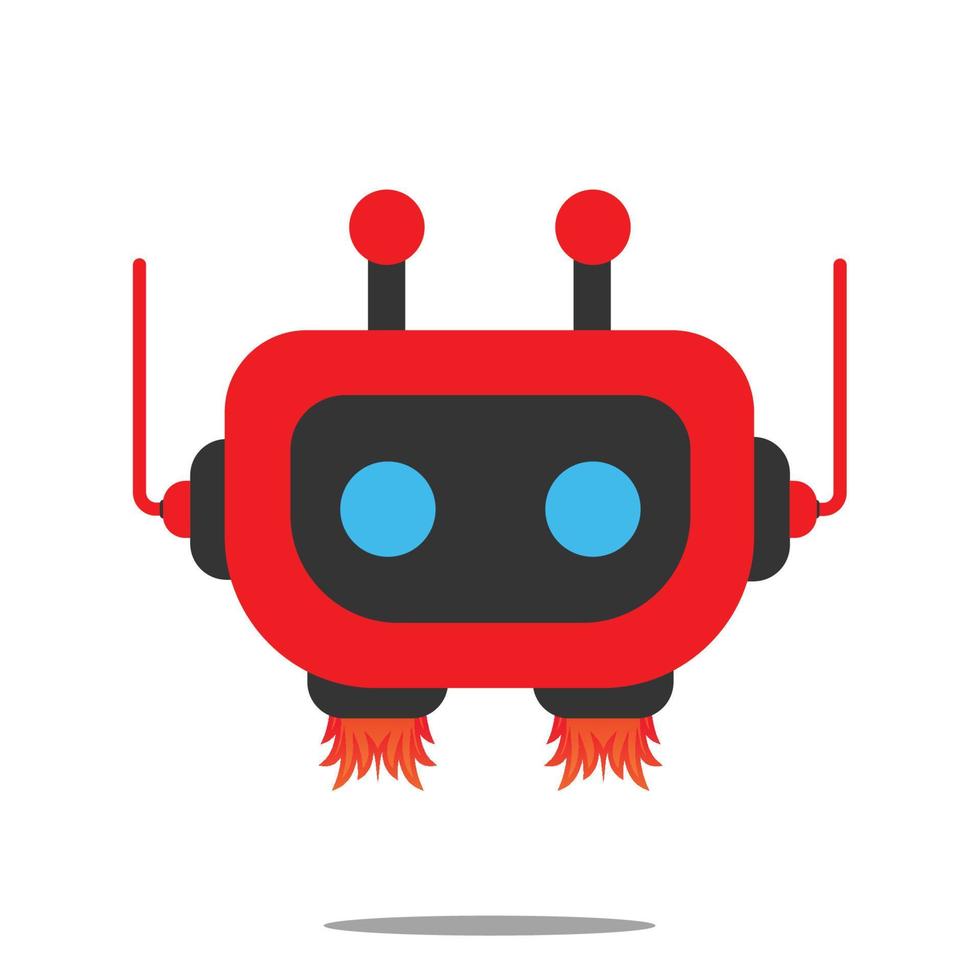 fofa vermelho desenho animado robôs isolado em branco fundo, vetor ilustração personagem, camiseta projeto, e impressão para crianças.