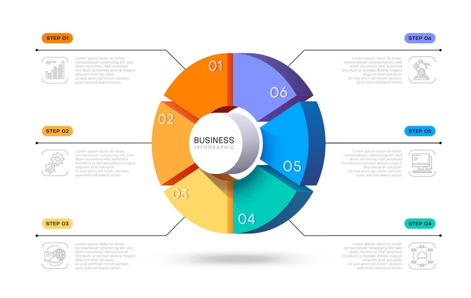 3d o negócio infográfico vetor cor círculo gráfico
