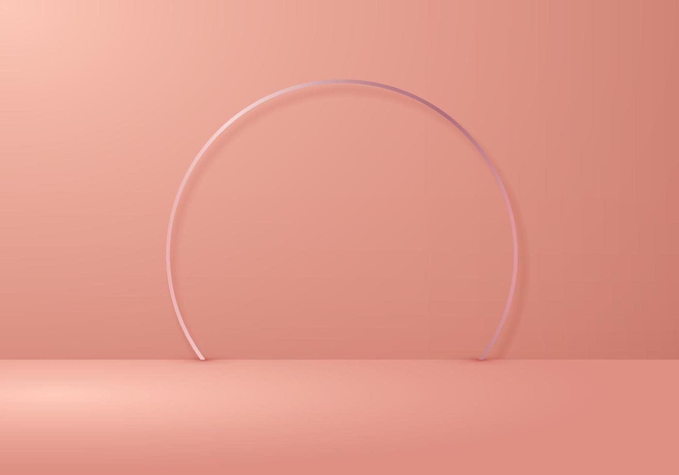3D vazio cor bege quarto estúdio design minimalista com fundo de anel e iluminação vetor