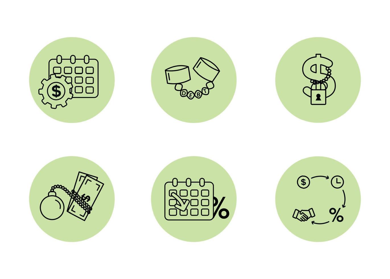 finança. vetor ilustração conjunto do dívida ícones, dívida reestruturação