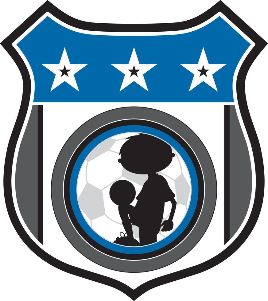 desenho animado futebol futebol jogador dentro escudo crachá com estrelas - Esportes ilustração vetor